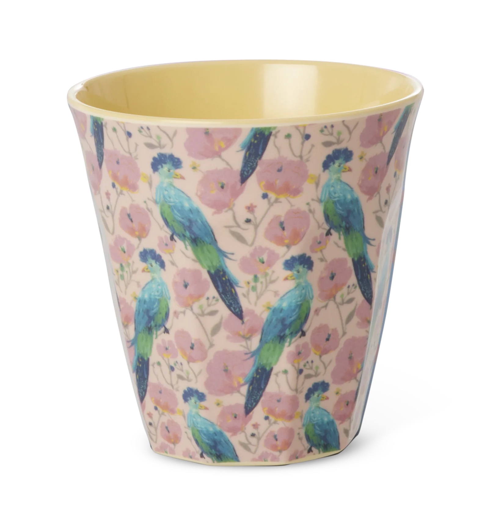 RICE Medium Melamin Becher in Hellrosa - Exotic Bird Print - Exotischer Vogelprint RICE Medium Melamin Becher in Hellrosa - Exotic Bird Print - Exotischer Vogelprint