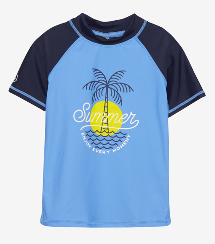 Color Kids UV Schutz Kurzarm Shirt in Blau mit Palme