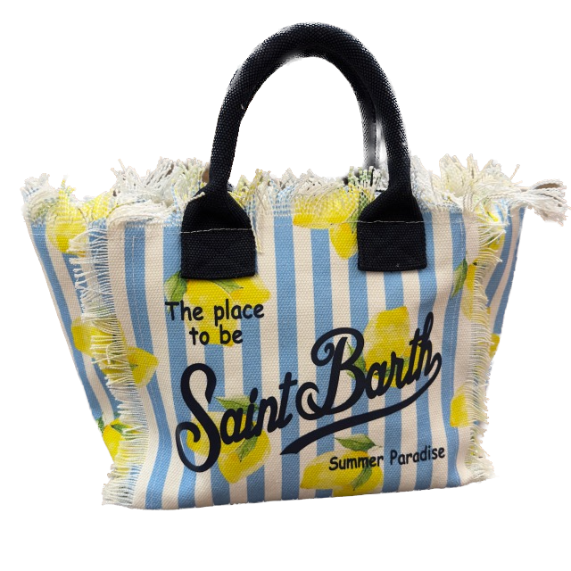 Saint Barth Colette Tasche Canvas in Small - Lemon Stripes