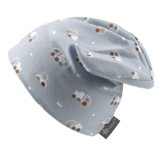 Sterntaler Beanie aus Sweat in Eisblau mit Autos