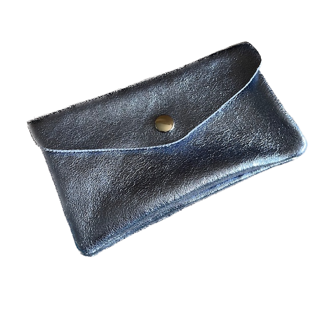 BFF Soft Leder Glitzer Geldbeutel in Stahl Blau Metallic - Large 