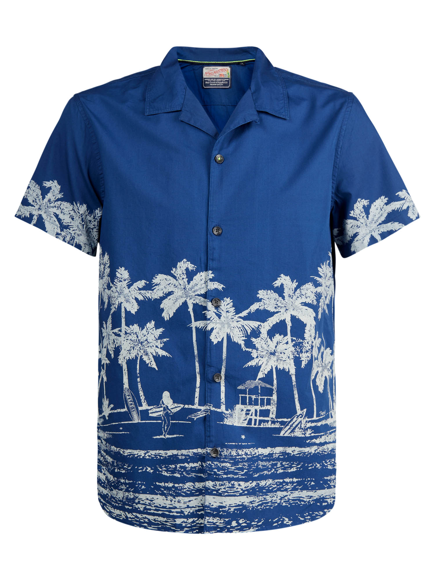Petrol Industries Herren Kurzarm Hawaii Hemd in Blau - SALE