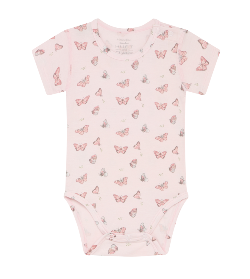 341-00596-38242-4302-medium Hust & Claire Bue Bambus Viskose Kurzarm Body in Rosa - Schmetterlinge