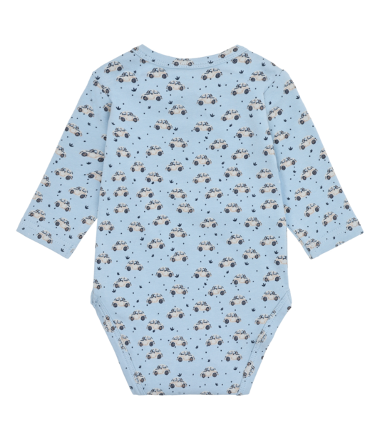 Hust & Claire Langarm Body in Hellblau mit Autos Allover