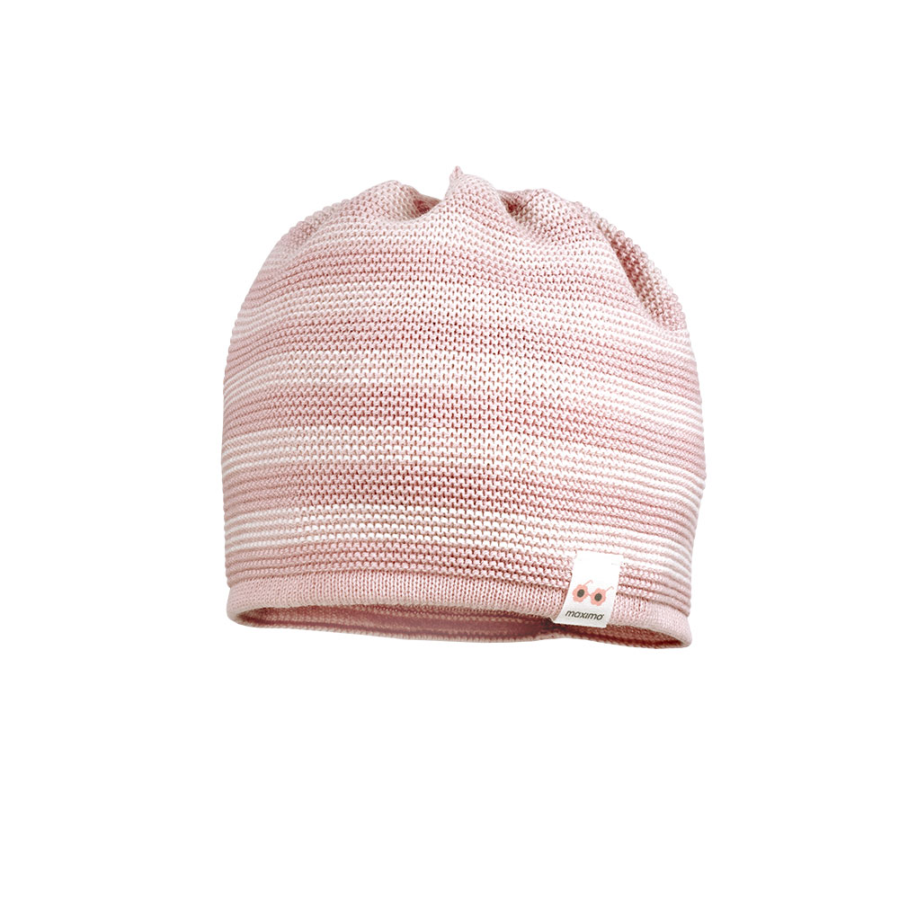 10_435713879000017 Maximo Baby GOTS Strick Beanie mit Ringel - Rosa