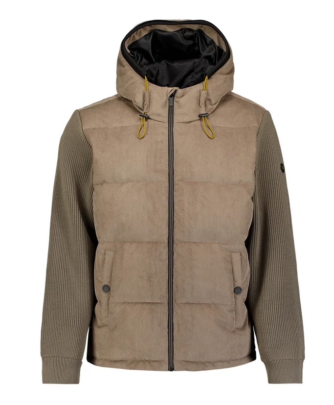 No Excess Cord-Mix-Jacke mit Kapuze Winterjacke für Herren in Mud Beige