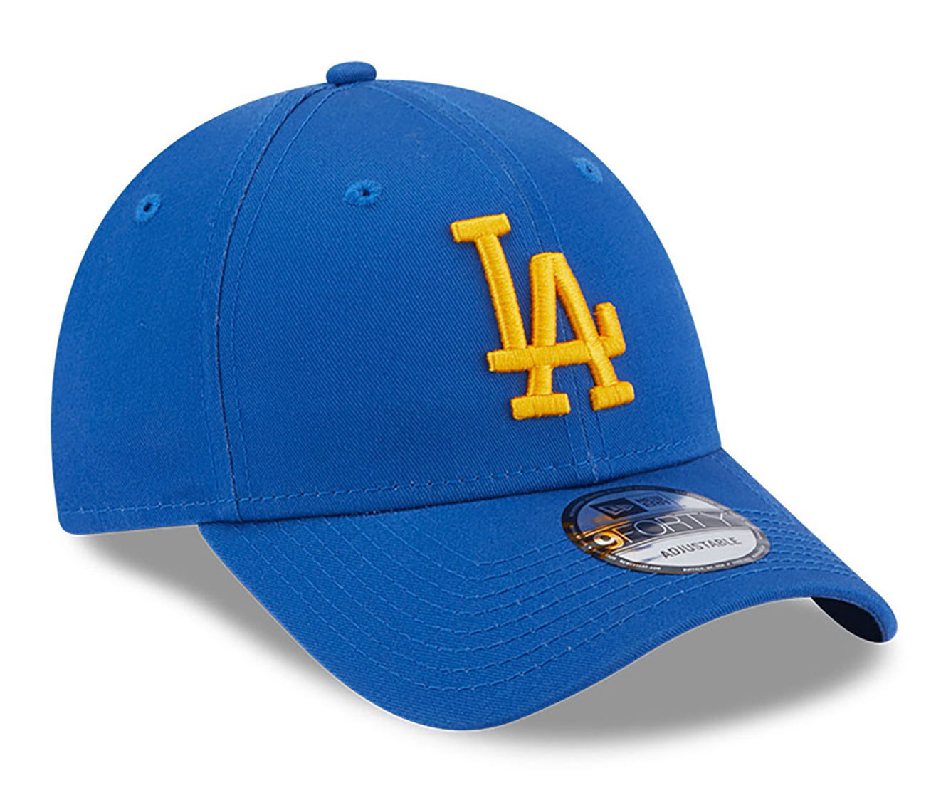 New Era LA Dodgers League Essential 9FORTY Verstellbare Cap in Royalblau / Gelbes Logo