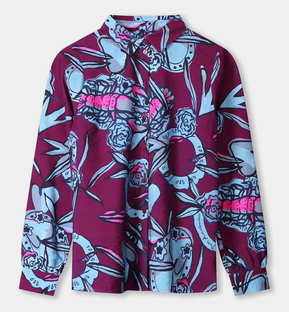 POM Amsterdam Bluse Mila Mystic Dinner in Plum Pink & Dusty Blau POM Amsterdam Bluse Mila Mystic Dinner in Plum Pink & Dusty Blau