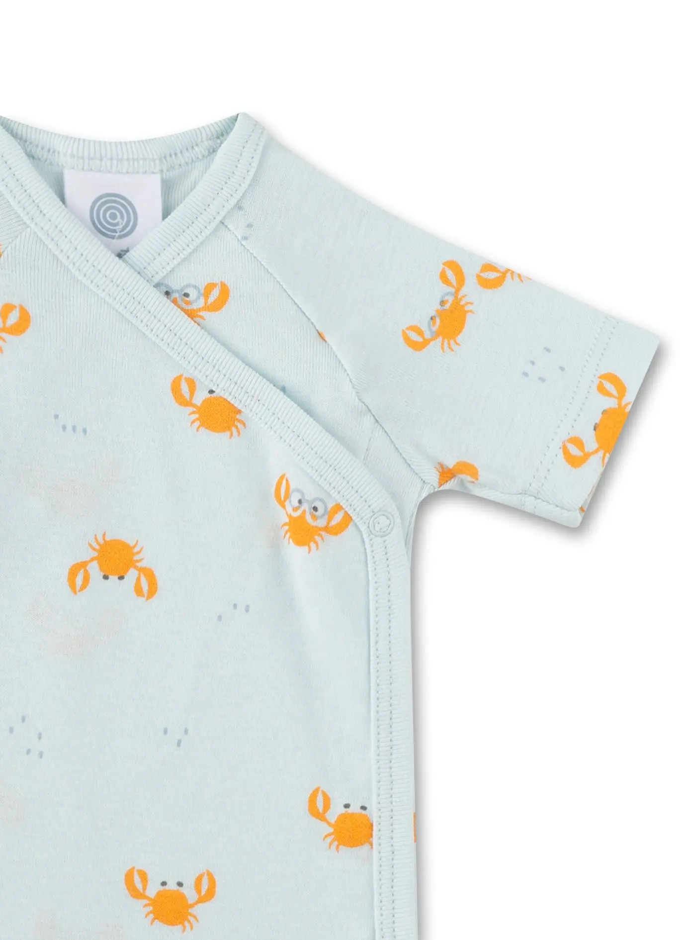 Sanetta Wickelbody kurzarm in Hellblau & Krabben