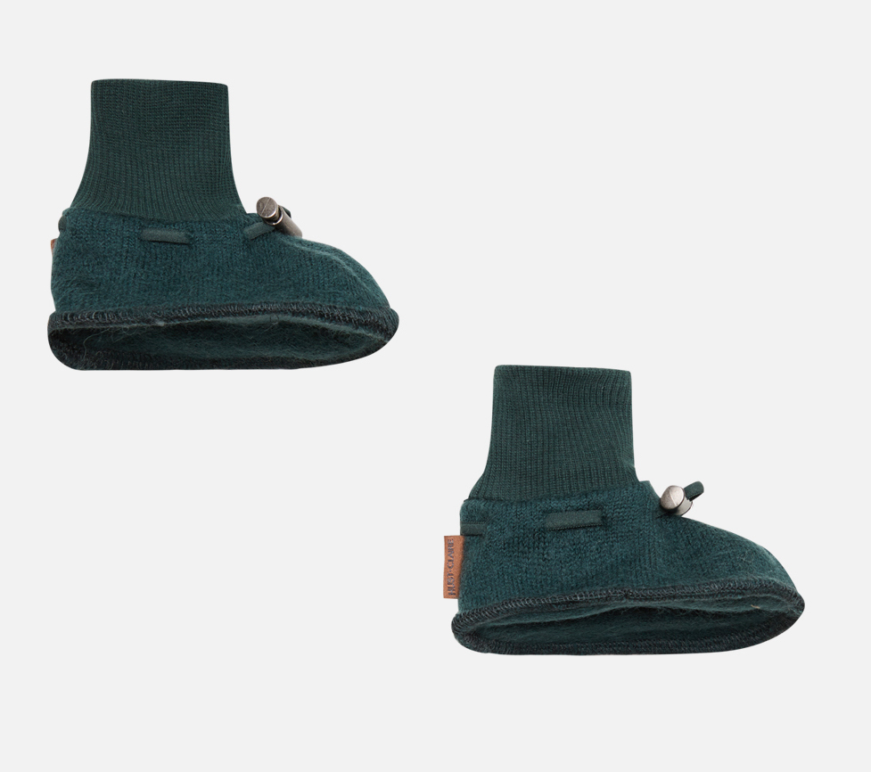 51352-wool-merino-felice-sokker Hust & Claire Felice Merinowolle Baby Schuhe in Tannengrün