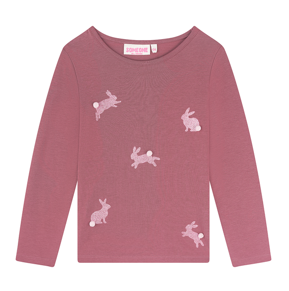 Someone YARA Langarm Shirt in Altrosa - Glitzer Hasen