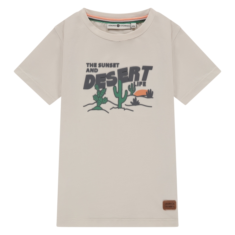 Babyface Stains & Stories Kurzarm T-Shirt in Creme Kaktus Desert - SALE Babyface Stains & Stories Kurzarm T-Shirt in Creme Kaktus Desert - SALE