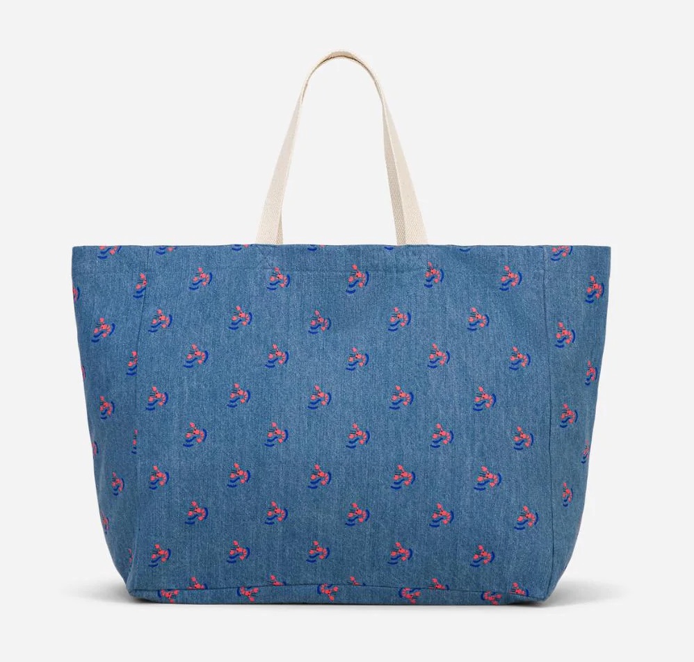 Chamaye Grand Cabas Denim Beach Bag Strandtasche in Blau - Lobster Forever Chamaye Grand Cabas Denim Beach Bag Strandtasche in Blau - Lobster Forever