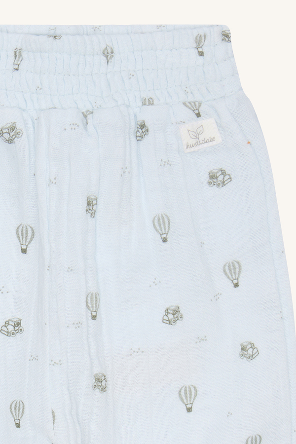 Hust & Claire Thicco Musselin Babyhose in Hellblau mit Heißluftballonen & Autos - SALE Hust & Claire Thicco Musselin Babyhose in Hellblau mit Heißluftballonen & Autos - SALE