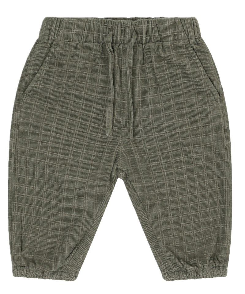 Minymo Baby Hose Kordhose in Beetle Grün mit Karo