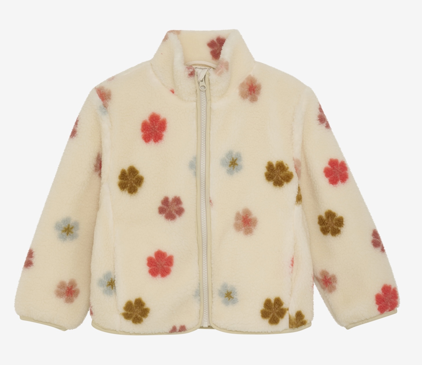 Minymo Teddyfleecejacke mit Futter - Sandshell/Creme mit Blumen
