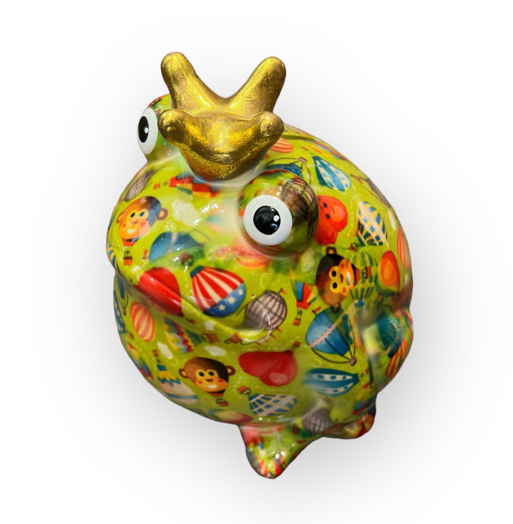 PHOTO-2023-07-24-14-37-34 Pomme pidou Spardose Frosch Freddy Edition Grün - Grün mit Heißluftballonen