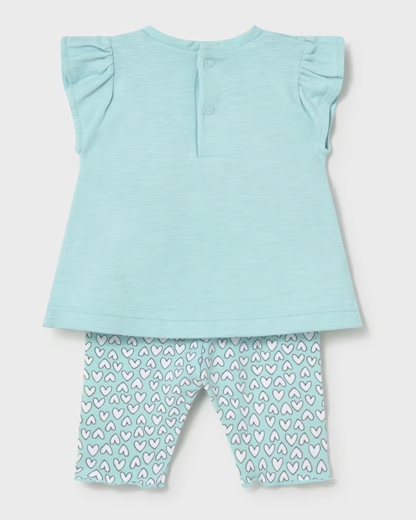 Mayoral Baby Set - T-Shirt in Aqua Blau mit Hase & Legging mit Herzen Allover Mayoral Baby Set - T-Shirt in Aqua Blau mit Hase & Legging mit Herzen Allover