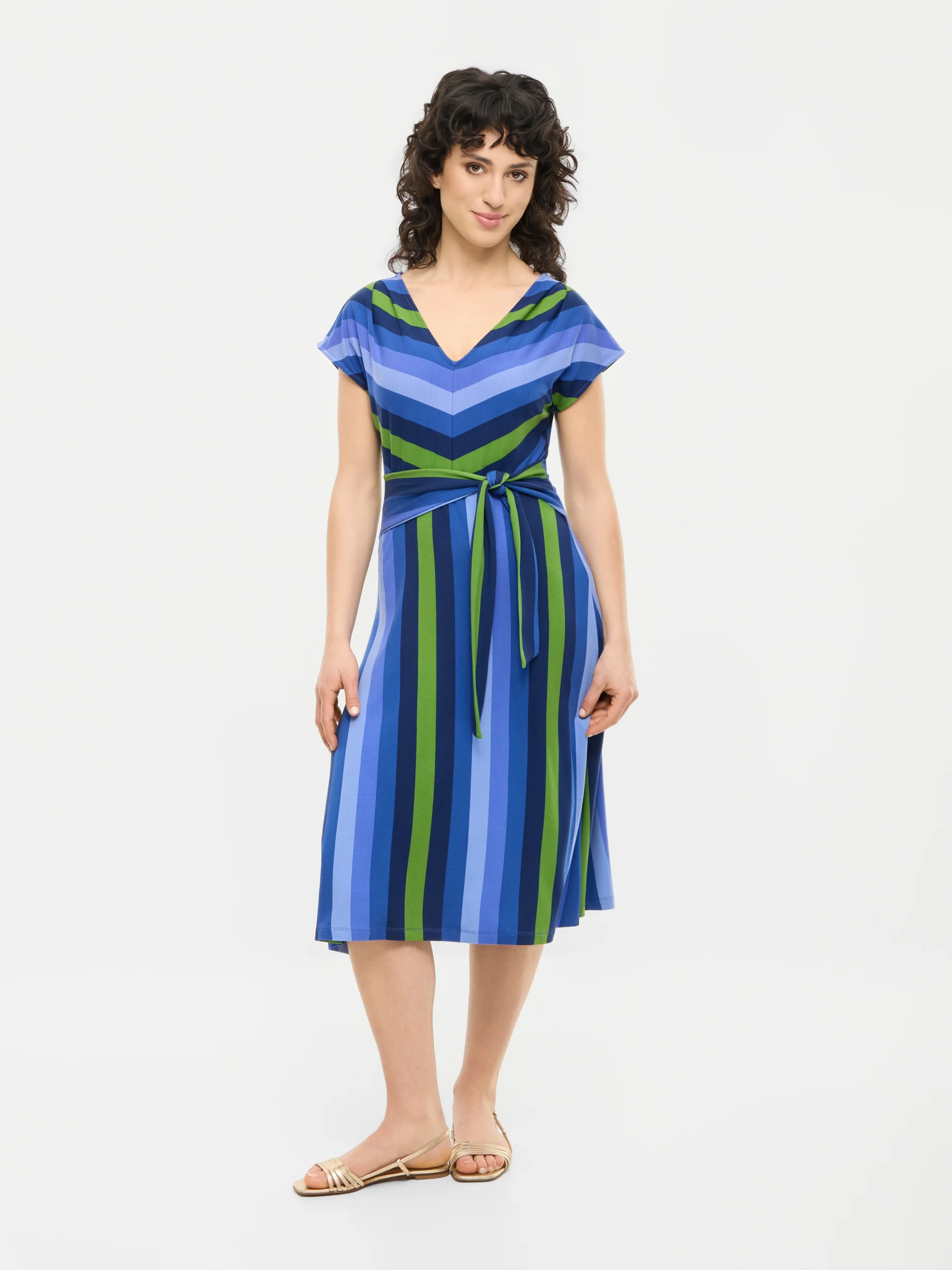 Mademoiselle YeYe Frenchy Affair Gestreiftes Kleid in Blau