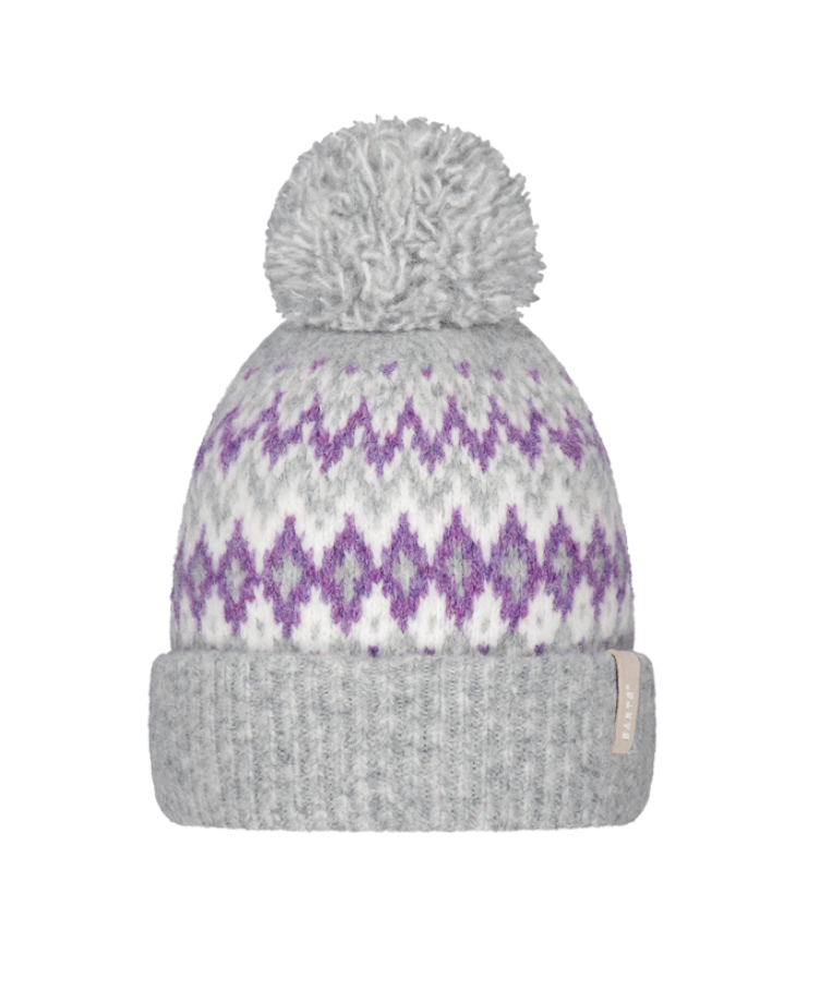Barts Nakarah Beanie mit Bommel und Winterprint - Heather Grey Barts Nakarah Beanie mit Bommel und Winterprint - Heather Grey