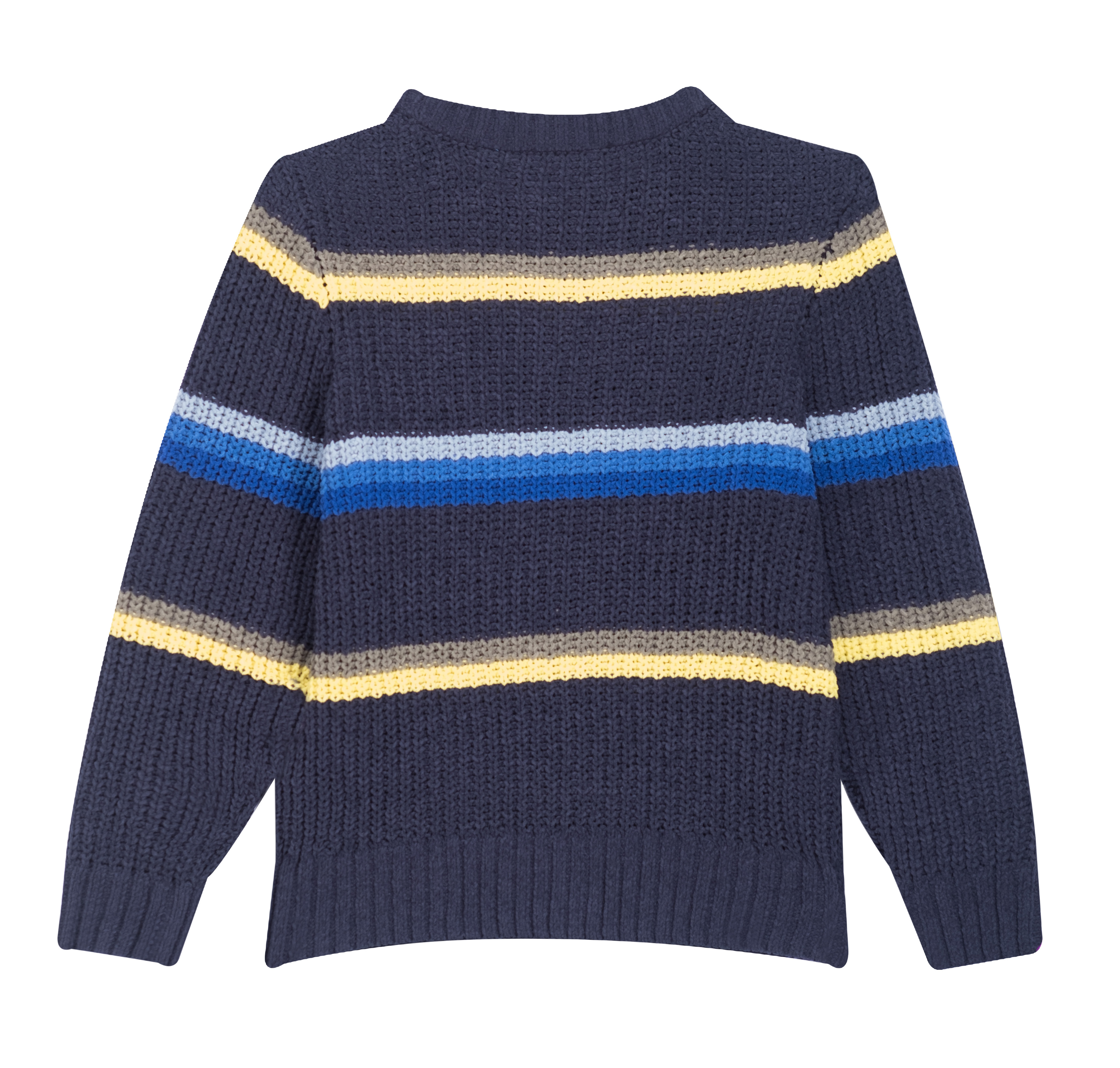 Someone Rocky Chenille Strickpulli Pullover mit Blockstreifen - Blau/Gelb - SALE