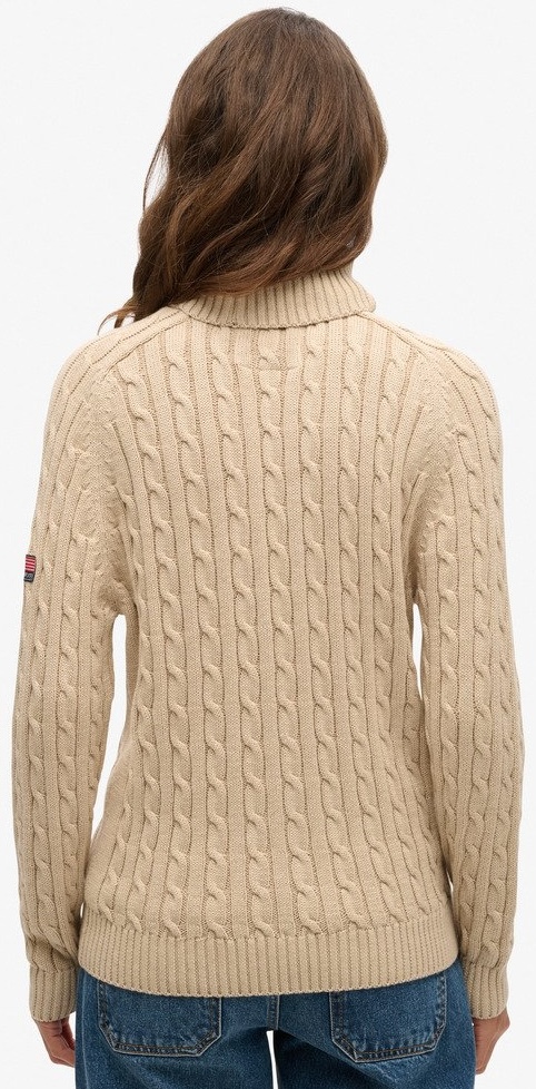 Superdry Damen lockerer Zopfmuster Rollkragenpullover in Winter Taupe Twist