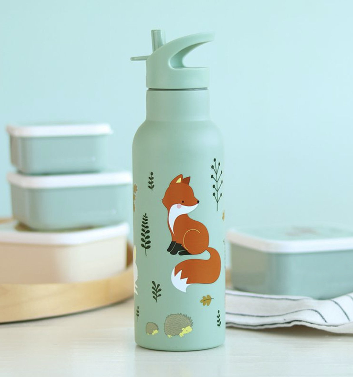 A Lovely Little Company Thermos Edelstahl Trinkflasche Groß mit Strohhalm - 500ml Waldfreunde A Lovely Little Company Thermos Edelstahl Trinkflasche Groß mit Strohhalm - 500ml Waldfreunde