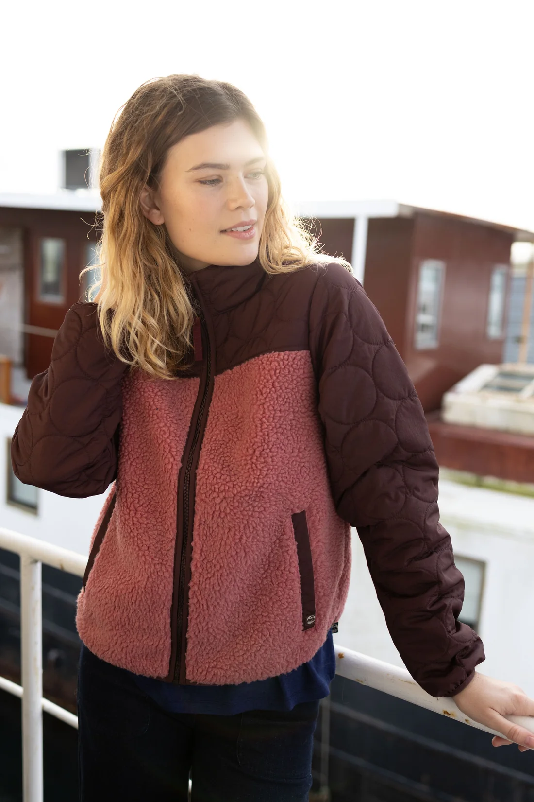 Danefae Danehazel Fleece Zip-Up Jacke in Berry Compote und Dark Wine - Beeren Pink & Weinrot