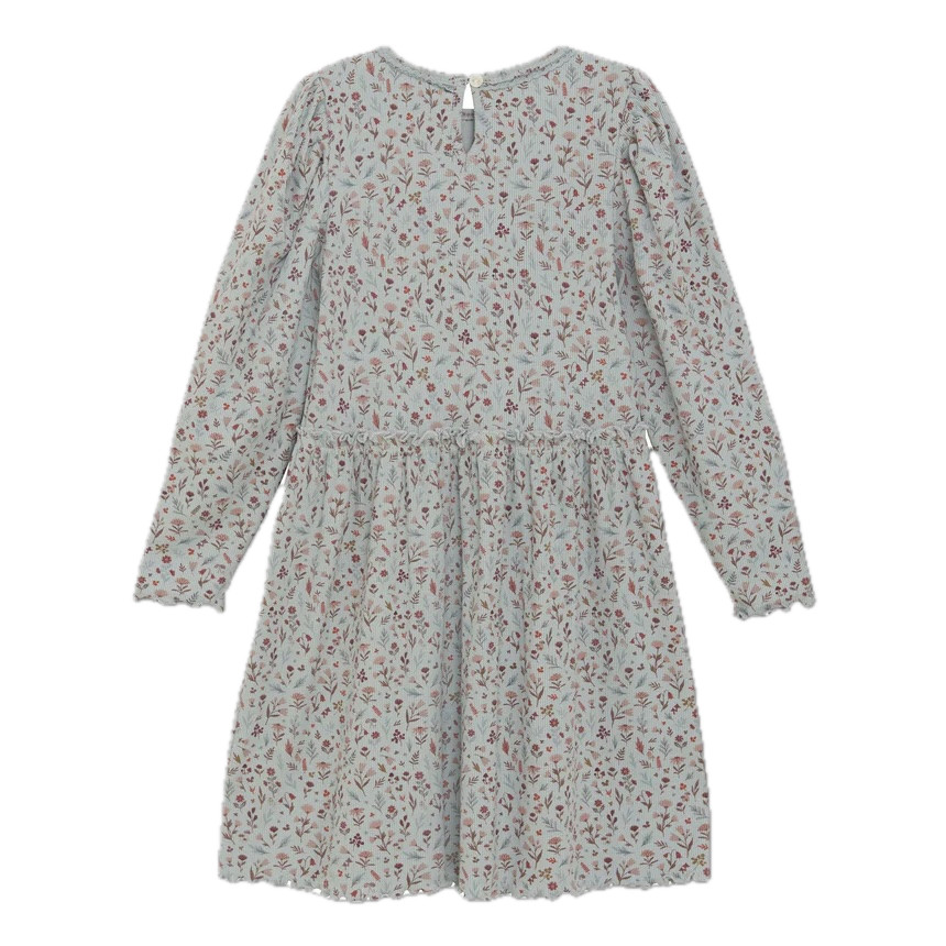 Minymo Kleid mit Puffärmeln und allover Print - Puritan Gray/GrauBlau - SALE