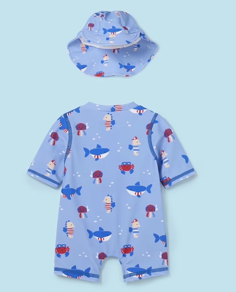 bade-set-2-teilig-upf-40-neugeborene-atlantis-XL-5-1-Kopie Mayoral Baby Bade-Set 2-teilig in Hellblau - Meerestiere UPF 40