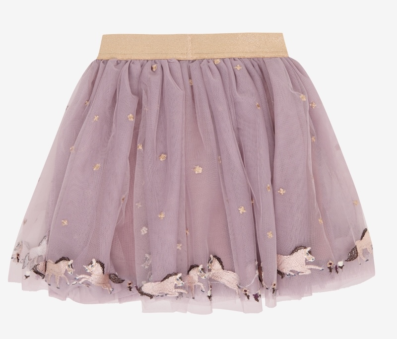 Minymo Tüllrock in Fawn Rosa mit Gold Glitzer Sterne & Einhörner