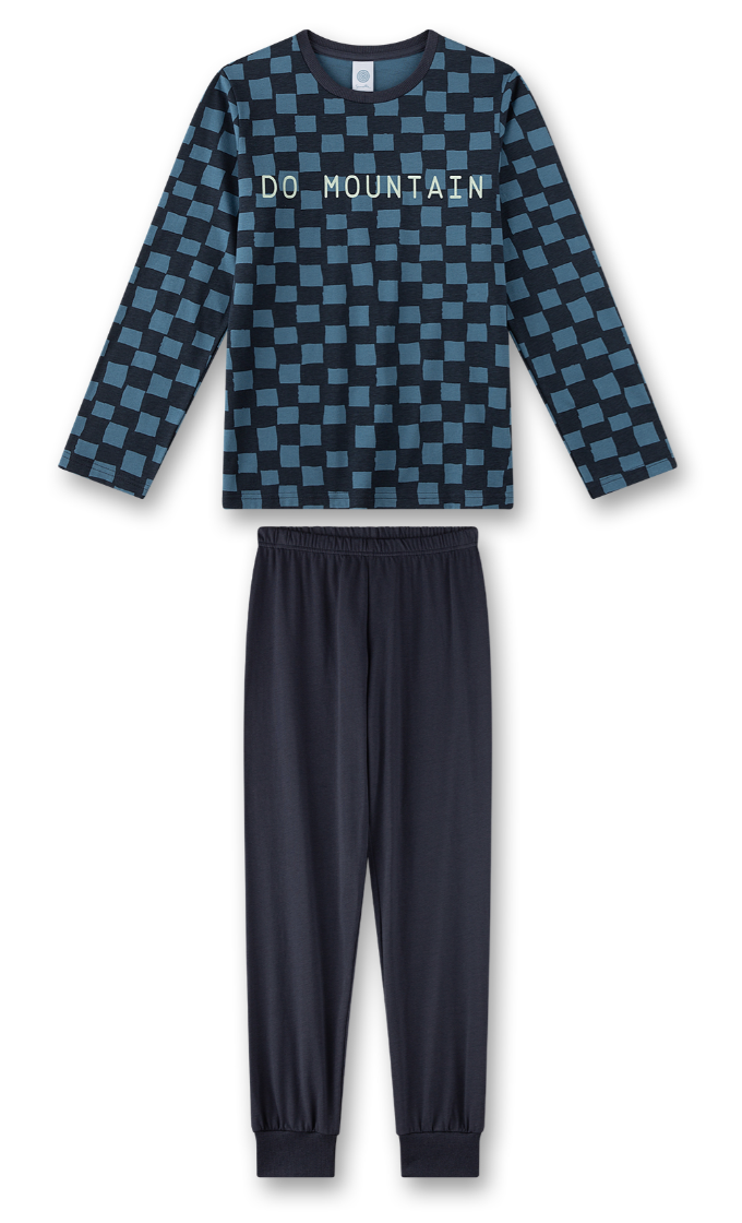 Sanetta Jungs Pyjama/Schlafanzug - Uni Blau & Blau Checks