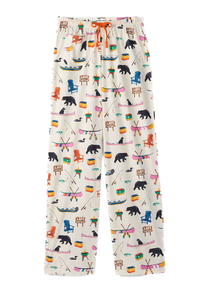Little Blue House Damen Pyjama Hose in Creme - On the Lake - Am See
