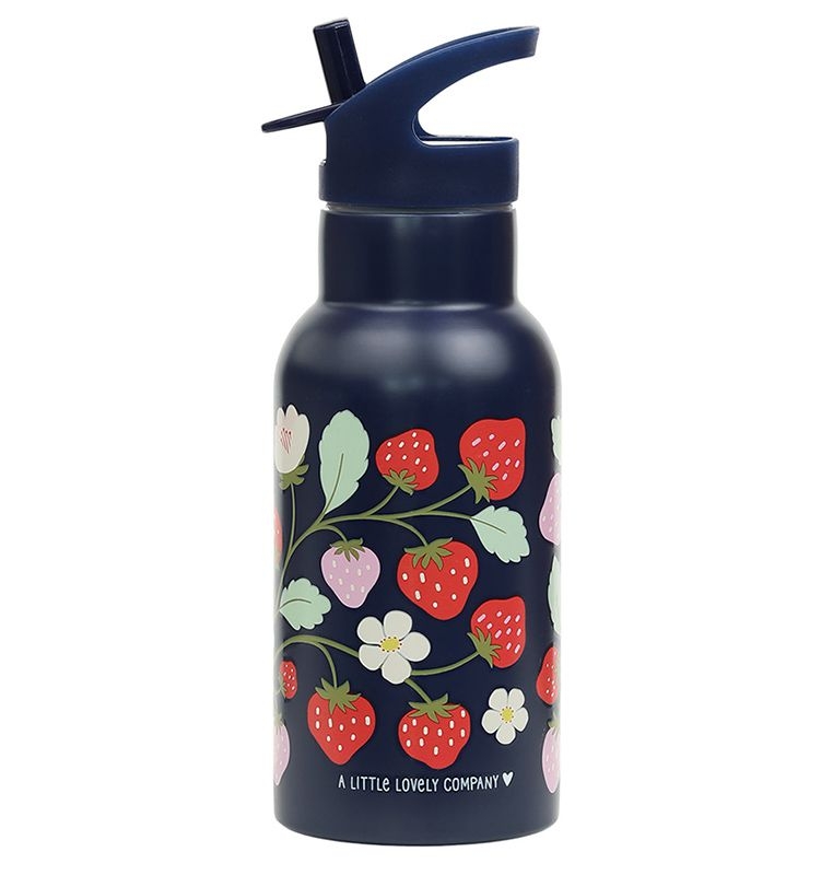 A Lovely Little Company Thermos Edelstahl Trinkflasche mit Strohhalm - Erdbeeren A Lovely Little Company Thermos Edelstahl Trinkflasche mit Strohhalm - Erdbeeren
