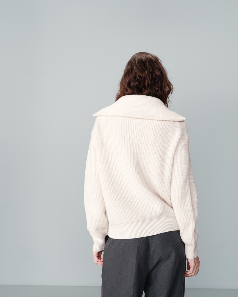 Grace & Mila NAIKI Henley Pullover mit Reißverschluss in Ecru Creme - SALE