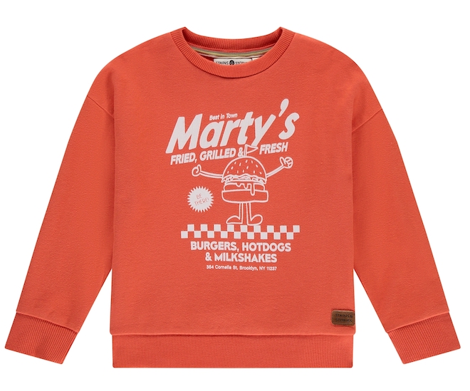 Babyface Stains & Stories Sweatshirt Pullover in Bright Orange - Marty's Burgers Babyface Stains & Stories Sweatshirt Pullover in Bright Orange - Marty's Burgers