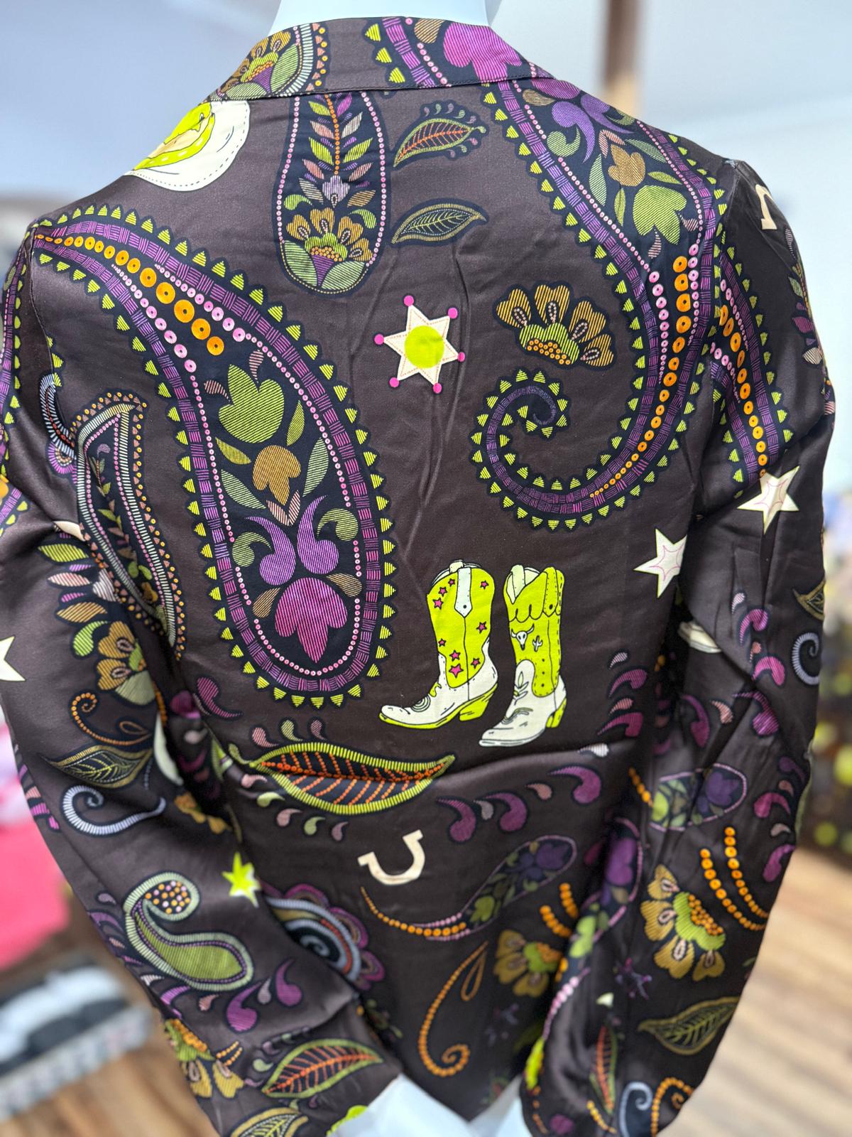 Yess Belgium Cowgirl Bluse Tea - Braun mit Paisleymuster - SALE Yess Belgium Cowgirl Bluse Tea - Braun mit Paisleymuster - SALE