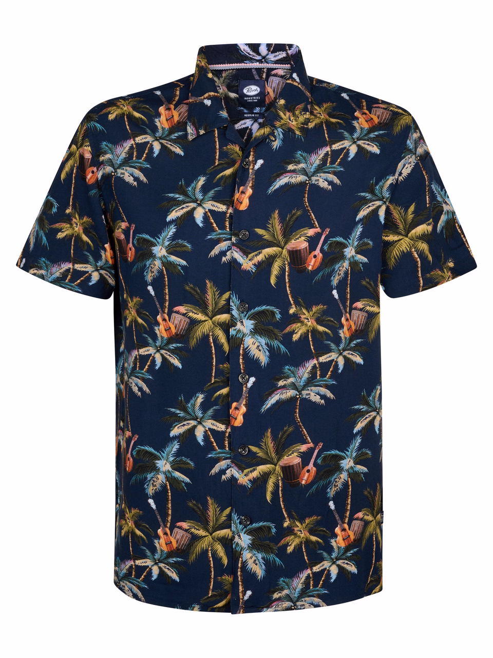 Petrol Industries Hawaii Hemd Seaforest mit All-Over Print in Navy Blau