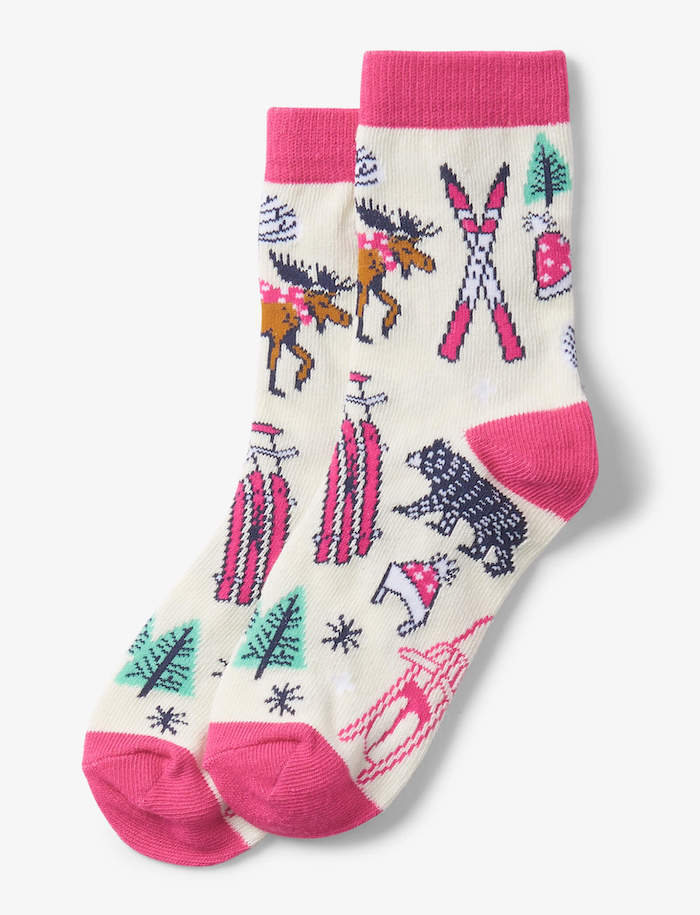 SO3VISG001 Little Blue House Kinder Socken in Pink - Vintage Ski