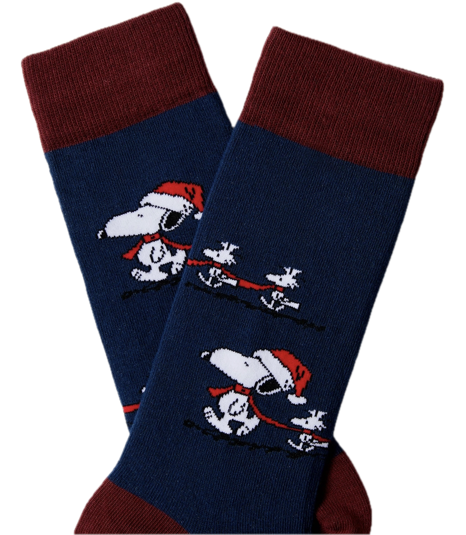 besocks Peanuts aus Bio-Baumwolle in Marineblau - Snoopy Santa