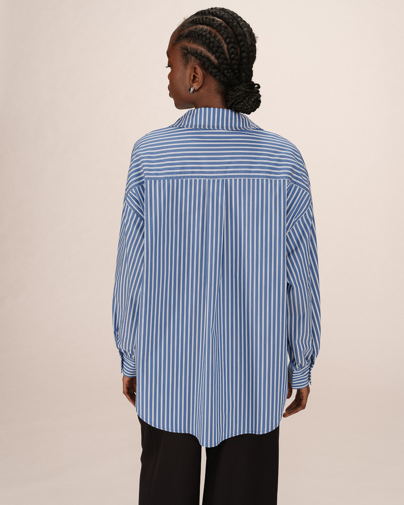 Grace & Mila Sorbet Oversized Hemd Bluse Blau gestreift Grace & Mila Sorbet Oversized Hemd Bluse Blau gestreift