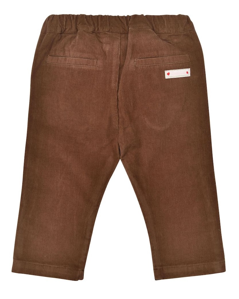 Bondi Cord Trachtenhose Braun in Lederhosen Look mit Rosa Stickerei 