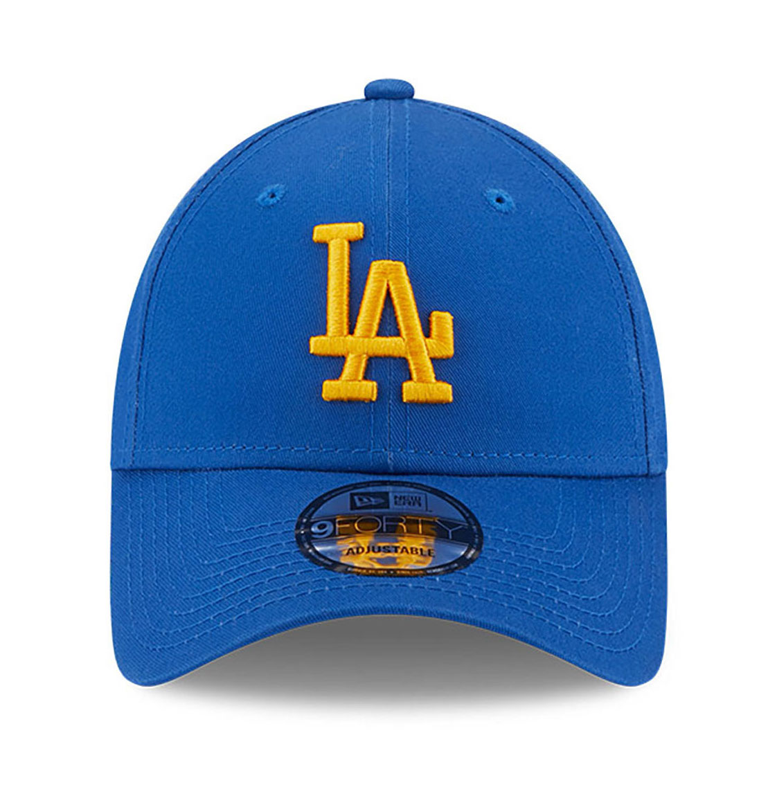 New Era LA Dodgers League Essential 9FORTY Verstellbare Cap in Royalblau / Gelbes Logo