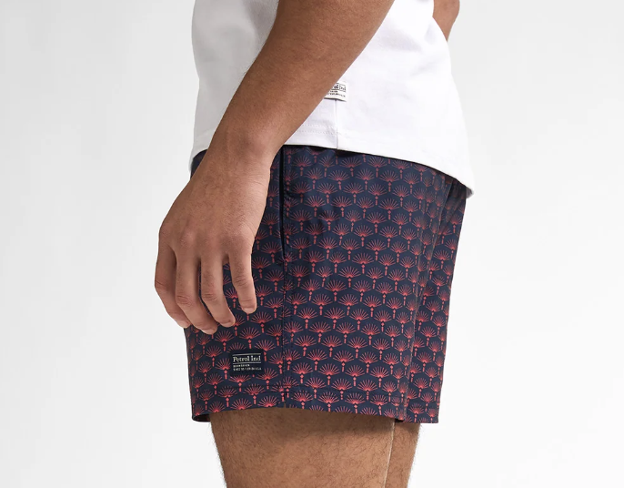 Petrol Industries Herren Badehose in Navy mit allover Palmen in Rot Petrol Industries Herren Badehose in Navy mit allover Palmen in Rot