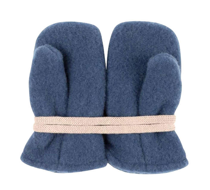 Pure Pure Baby Fäustlinge Merinowolle Fleece mit Bindeband in Storm Blau Pure Pure Baby Fäustlinge Merinowolle Fleece mit Bindeband in Storm Blau