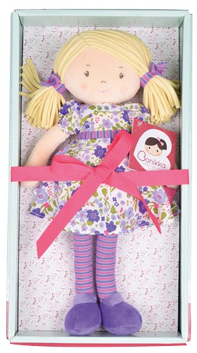 Tikiri Bonikka Puppe Peggy Blond mit lila Kleid 40 cm