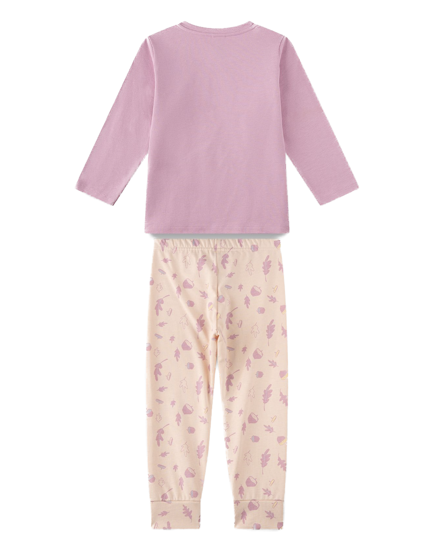 Sanetta Pyjama in Creme & Rosa - Eichhörnchen