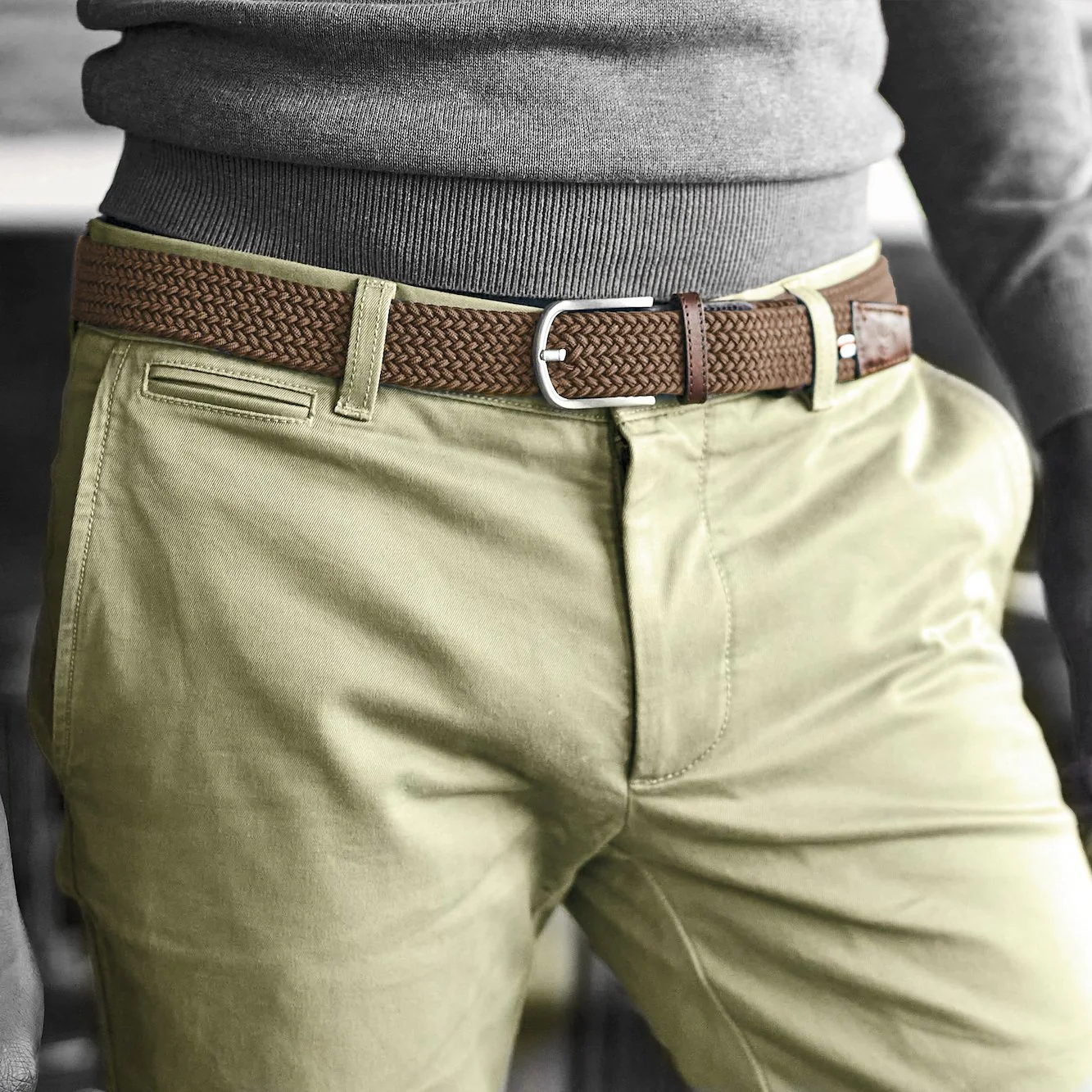La Boucle VERBIER Herren Stretch Gürtel Mono Desert Taupe