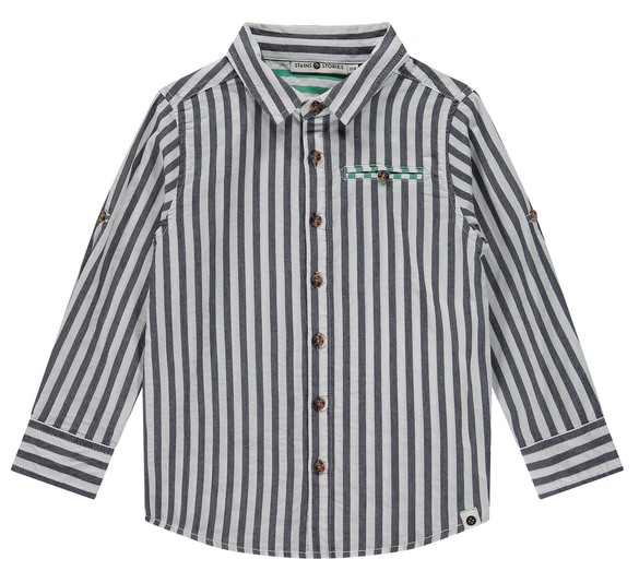 Babyface-hemd-Gestreift-BBE24207521 Babyface Stains & Stories Hemd Navy Gestreift