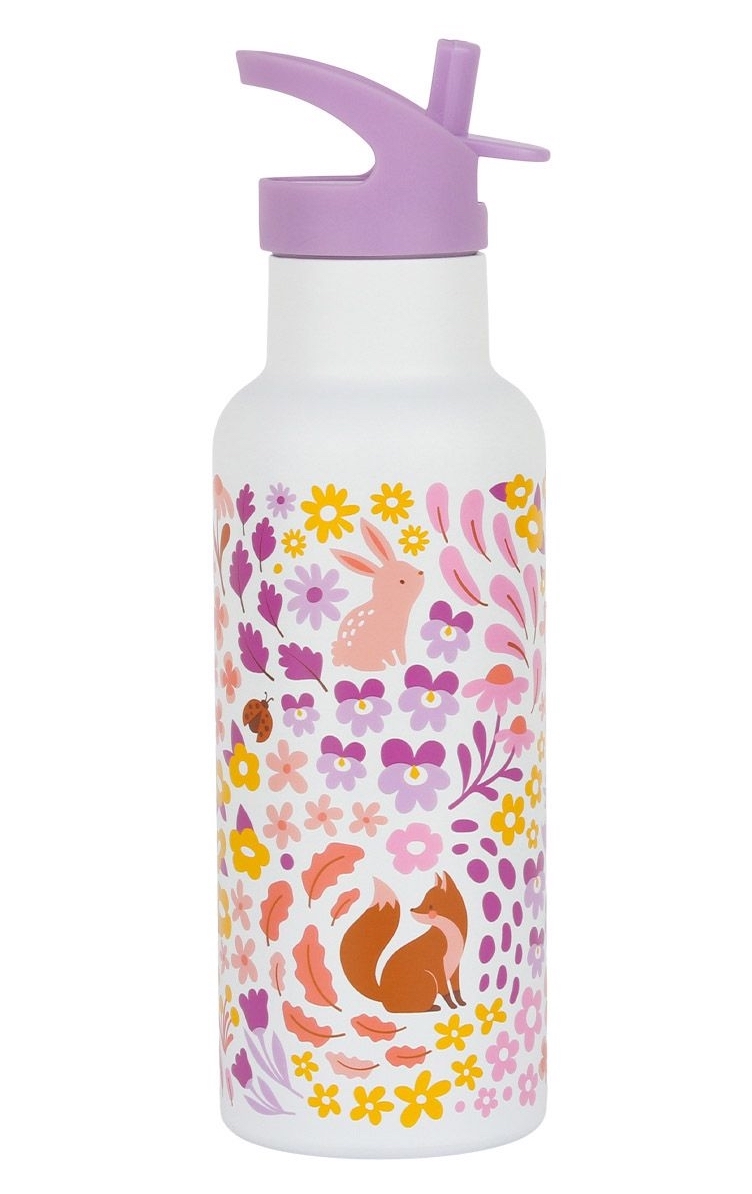 A Lovely Little Company Thermos Edelstahl Trinkflasche Groß mit Strohhalm - 500ml Blumengarten mit Fuchs A Lovely Little Company Thermos Edelstahl Trinkflasche Groß mit Strohhalm - 500ml Blumengarten mit Fuchs